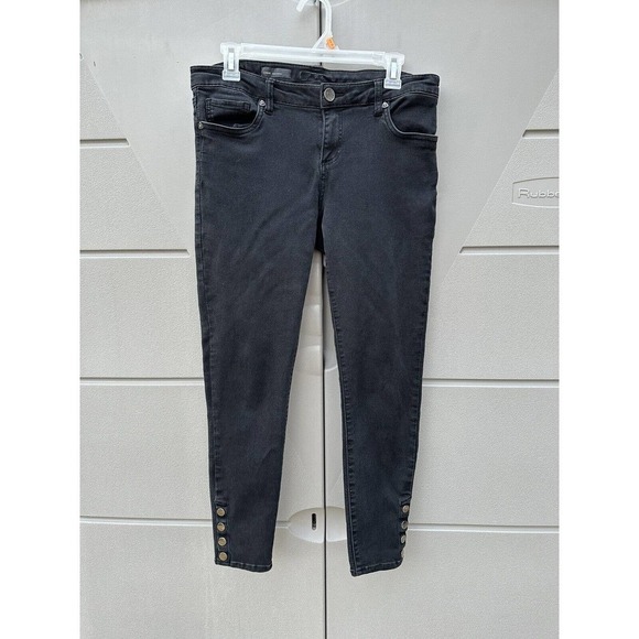 Kut From The Kloth Connie Snap-hem Ankle SKINNY Jeans Washed Black Size 8 - Picture 2 of 8